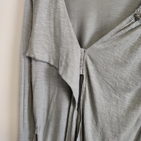 Anthropologie Ric Rac Green Long Sleeve Faux Wrap Top Size Medium - Picture 4 of 11